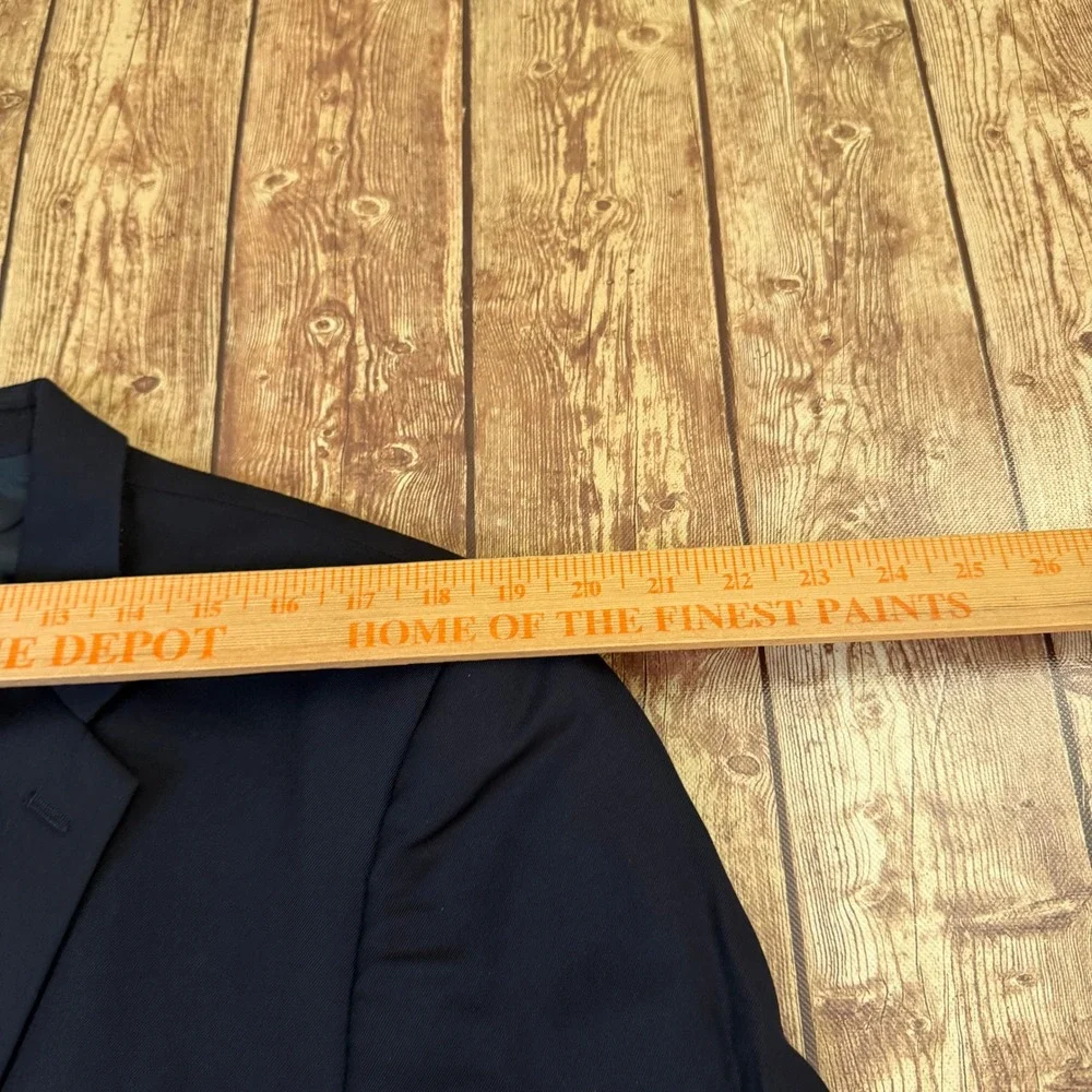 Joseph & Feiss Gold Blazer Mens 43 Regular Navy Blue Wool Classic Fit